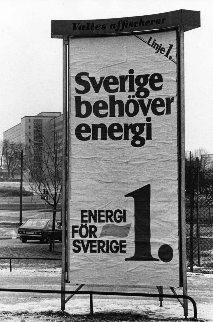 A sign declaring the benefits of nuclear power.