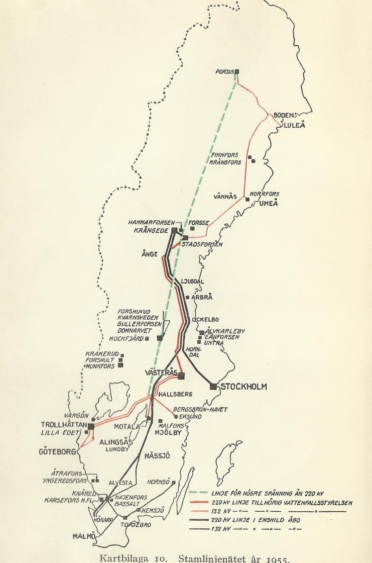 Plans in 1937 for the power grid of 1955