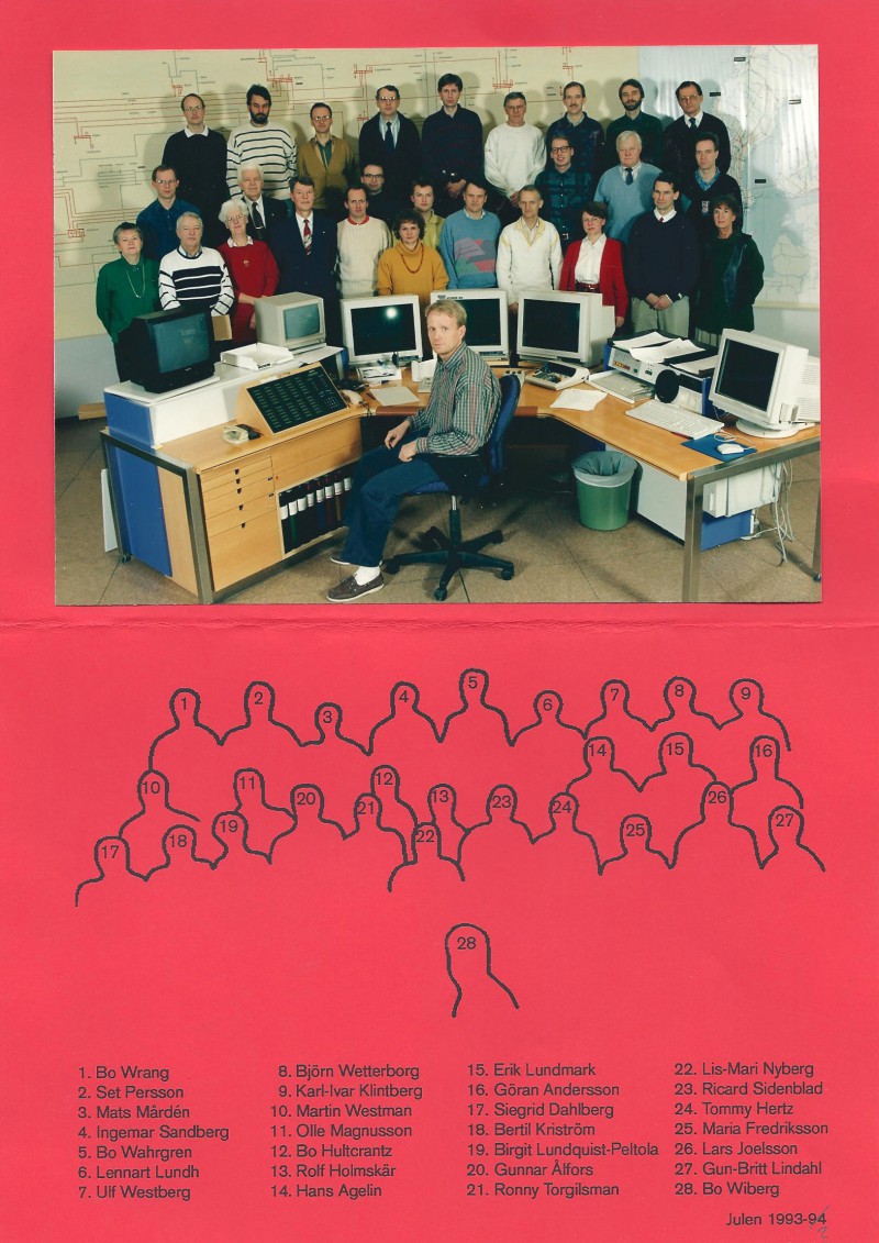 Christmas card with the Power Control personal from 1993