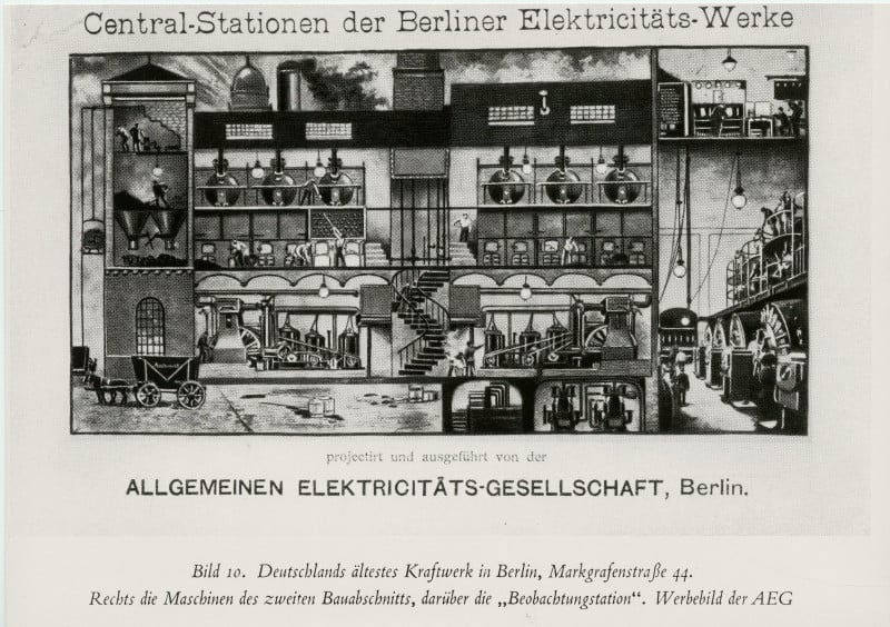 Drawing of Germany’s oldest power plant in Berlin, Markgrafenstraße 44 Drawing of Germany’s oldest power plant in Berlin, Markgrafenstraße 44